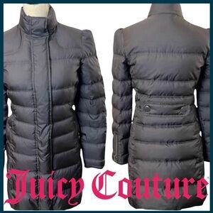 Juicy Couture Black Down Feather Puffer Parka Jacket Coat (S)